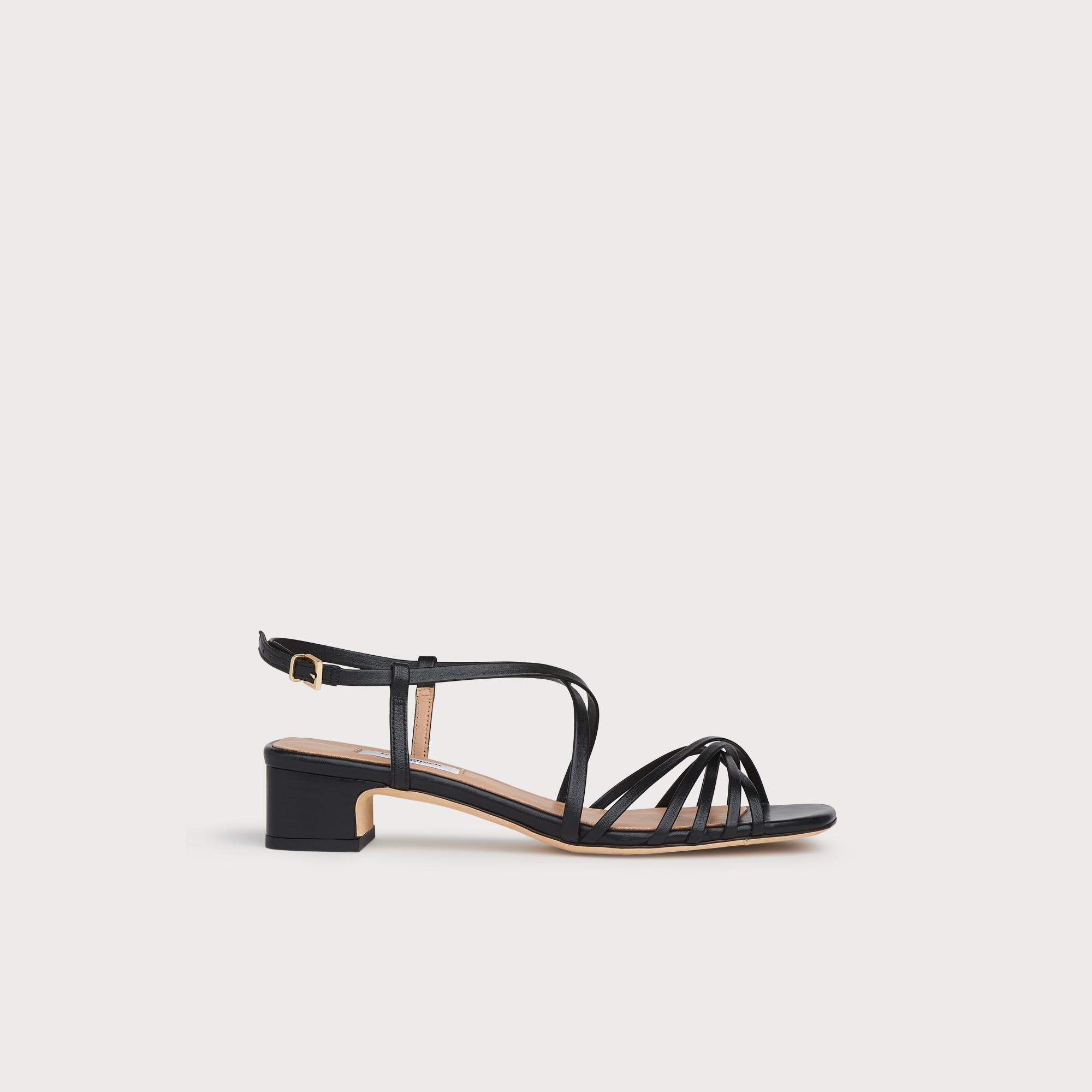 Newport Black Leather Strappy Sandals | Shoes - LK Bennett